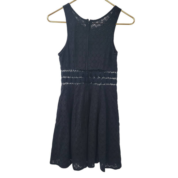 Free People Black Mini Dress Skater Boho Daisy Lace Cutout Size 0 - Picture 4 of 10